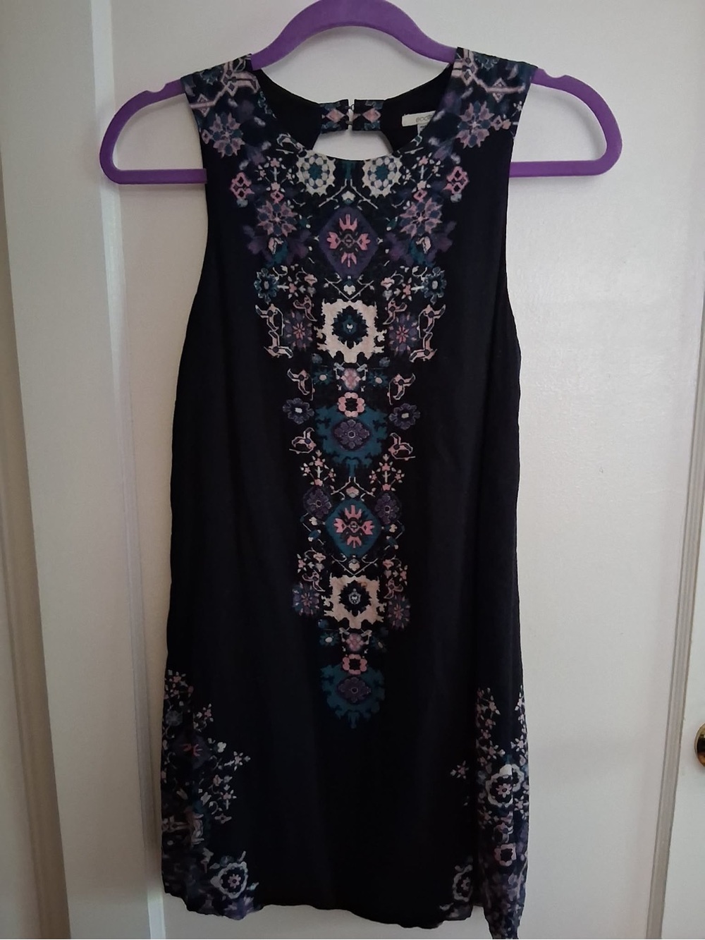 Ecote Black Dress with Teal and Pink Floral Print